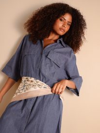 Button Front Denim Shirt Dress
