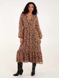 Floral Button Through Midi Dress