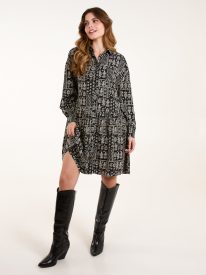 Printed Smock Shirt Dress