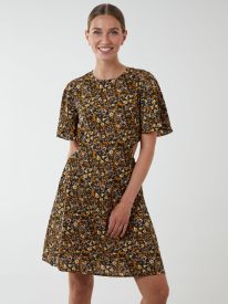 Floral Print Crew Neck Dress