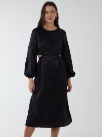 Crew Neck Cut Out Midi Dress