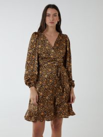 Ruffle Fixed Wrap Tie Dress