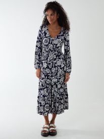 Floral Button Front Midi Dress