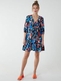 Tie Front 3/4 Sleeve Dress