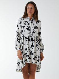 Mandarin Collar High Low Mini Dress