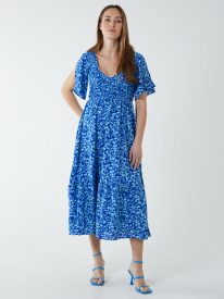 Floral Midi Dress With Angel Sleeve