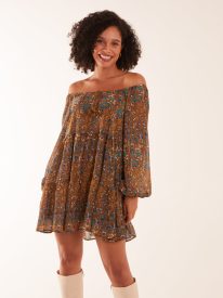 Bardot Neck Mini Trapeze Dress