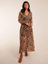 V Neck Animal Print Maxi Dress