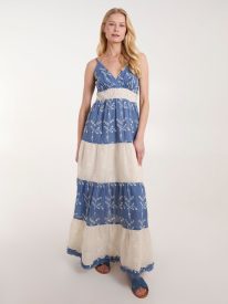 Embroidered Block Out Stripe Cami Dress