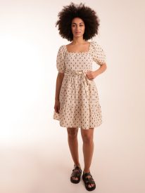 Dobby Spot Milkmaid Mini Dress