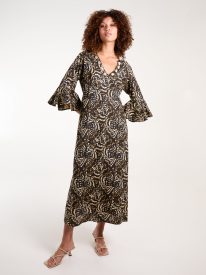 V Neck Shell Midi Dress