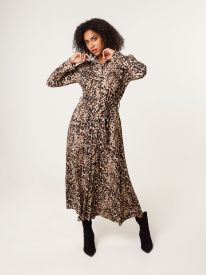Soft Touch Leopard Print Midi Shirt Dress