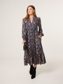 Paisley Shirred Waist Shirt Dress