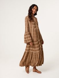 V Neck Aztec Smock Dress