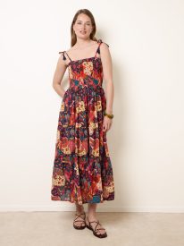 Bold Print Shirred Waist Dress