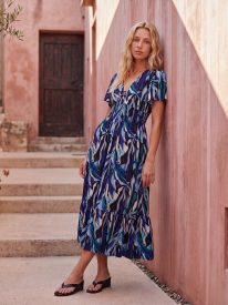 Ring Detail Printed Dress