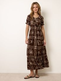 Starfish Print Tie Front Maxi Dress