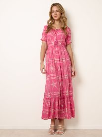 Starfish Print Tie Front Maxi Dress