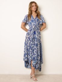 Asymmetric Hem Wrap Dress