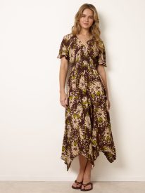 Shirred Waist Hanky Hem Dress