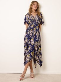 Shirred Waist Hanky Hem Dress