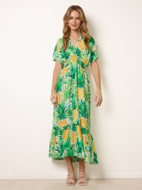Pineapple Double V Midi Dress