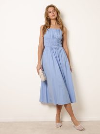 Ruched Binding Strappy Midi Dress