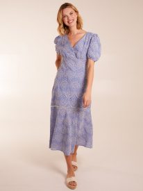 Broderie Anglaise Puff Sleeve Midi Dress