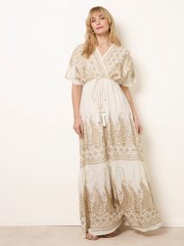Metallic Embroidered Maxi Dress