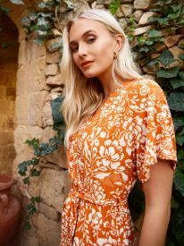 Double V Midi Dress With Tassel Tie