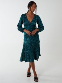 Wrap Front Midi Dress