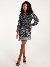 Tie Neck & Waist Mini Smock Dress