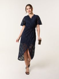 Lace Wrap Over Midi Dress
