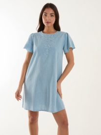 Embroidered Mini Dress