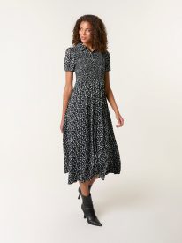 Ditsy Floral Puff Sleeve Shirred Dress
