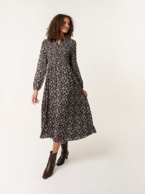 Ditsy Floral Long Sleeve Shirred Maxi Dress