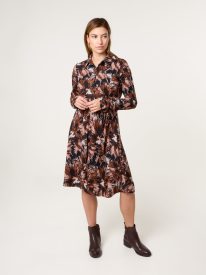 Abstract Printed Short Belted Shirt Dress