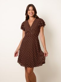 Spot Mesh Frill Sleeve Dress