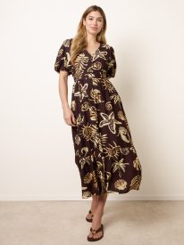 Tropical Button Through Midi Dress