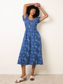 Embroidery Milkmaid Midi Dress