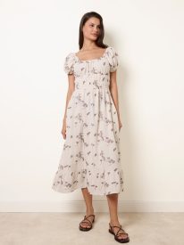 Embroidery Milkmaid Midi Dress