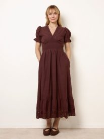 Embroidery Detail V-Neck Maxi Dress