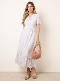 Embroidery Detail V-Neck Dress