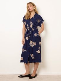 Drawstring Midi Shirt Dress