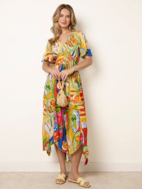 Shirred Waist Hanky Hem Dress