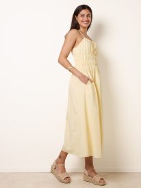 Ruched Binding Strappy Midi Dress