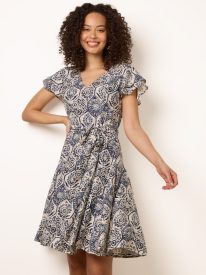 V Neck Godet Dress