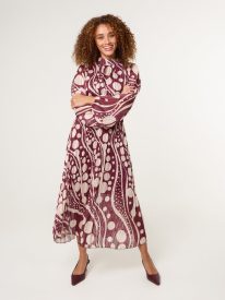 Abstract Polka Dot Dress And Metallic Striped Dress