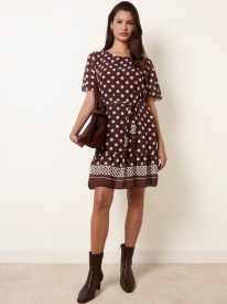 Polka Dot Short Sleeve Border Dress