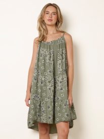 Camo Swing Dress In Cheesecloth